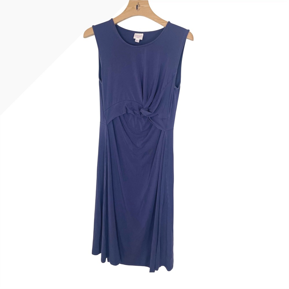 Boob Design Navy Blue Tencel Nursing Maternity Knot Front Midi Dress Large